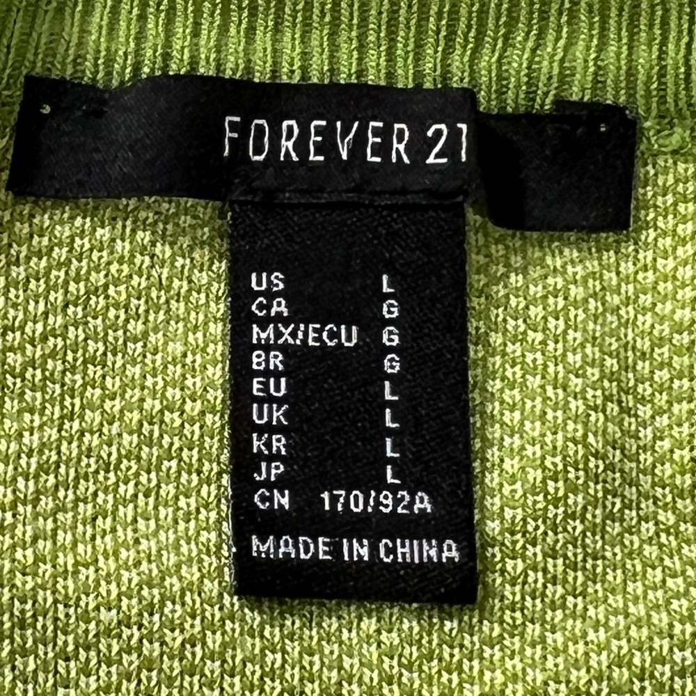 Forever 21 Kids Girls Green Daisy Floral Puff Sleeve Knit Sweater Top Size L - Picture 3 of 5